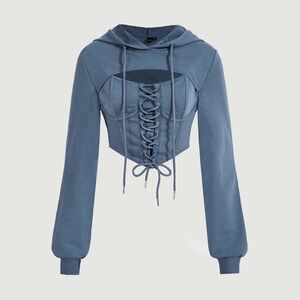 SHEIN Blue Lace-Up Women's Hoodie